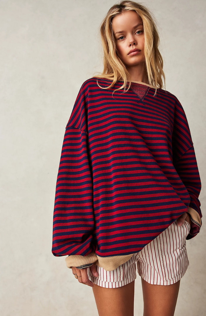 Mandie™ | Lebhafter Gestreifter Oversize-Pullover mit Akzenten