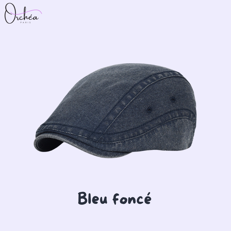 Cotton Beret with Denim Effect