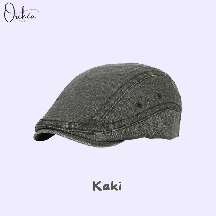 Cotton Beret with Denim Effect