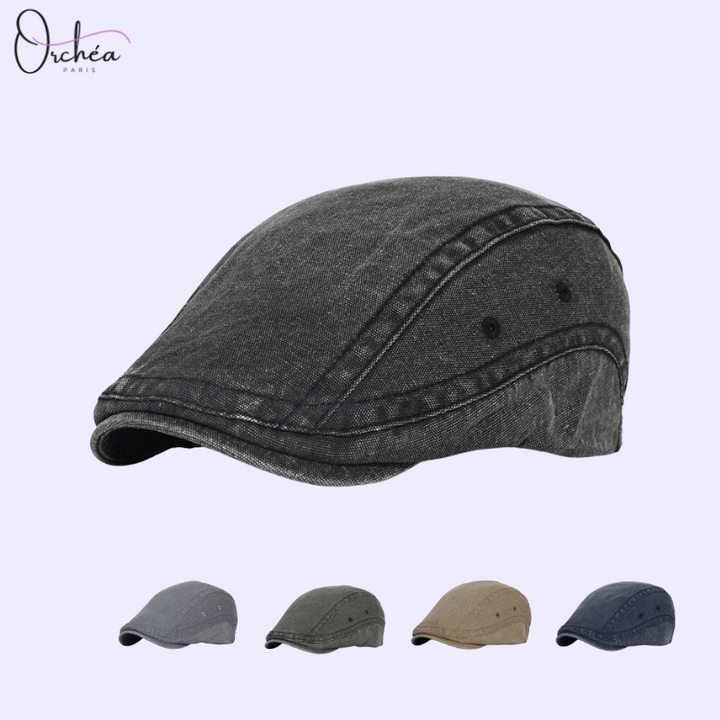 Cotton Beret with Denim Effect