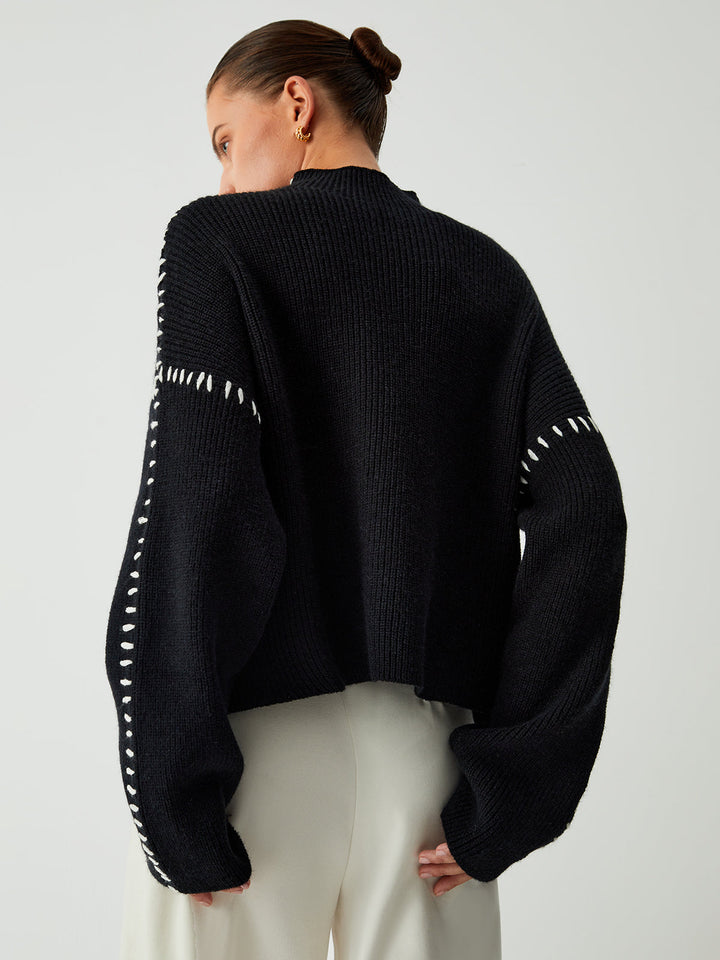 Warda™ | Rollkragenpullover mit Piqué-Stich-Details