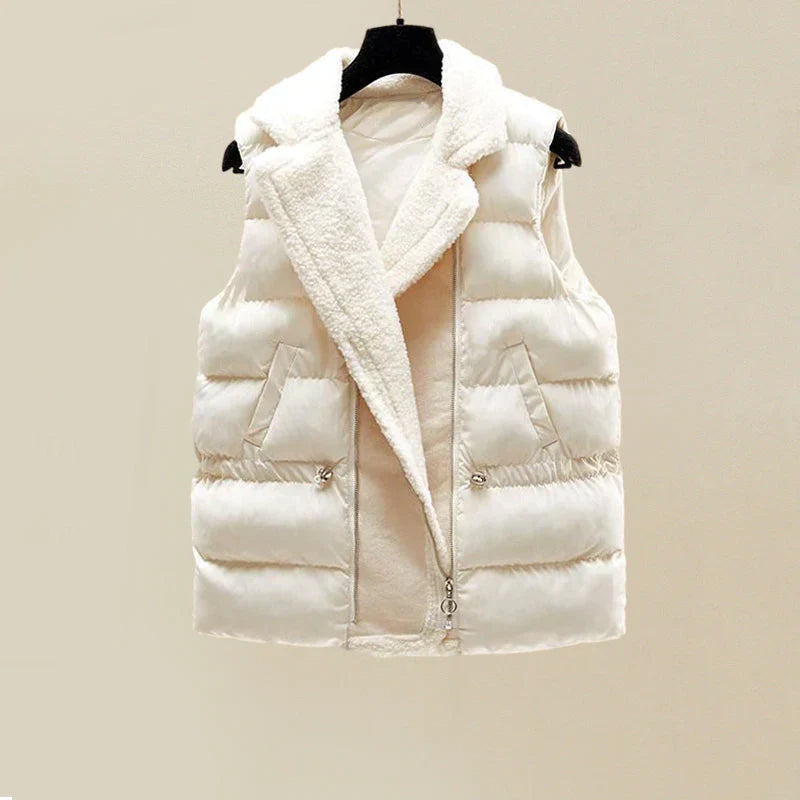 Gabriella® - Élégant Ensemble Hivernal Côtelé avec Gilet Doublé de Douce Fausse Fourrure